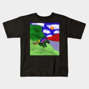 beautiful painting with pangolin by lake Kids T-Shirt